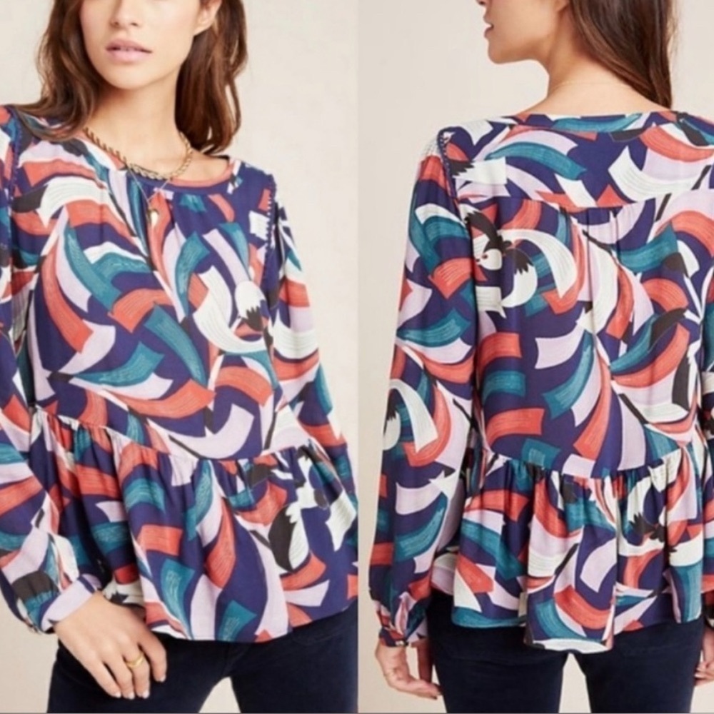 Anthropologie Maeve Cheyenne Peplum Blouse